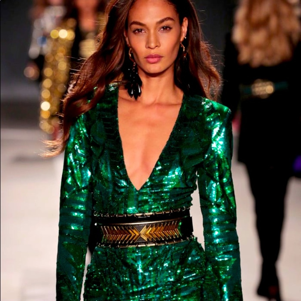 Balmain sequence green  dress